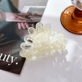 Translucent cream acetate hair claw clip in a fan shape for high ponytail hairstyles - 8cm / Clear White