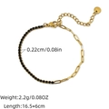 Minimalist 18K gold stainless steel chain bracelet with black zircon and logo tag - Black Zircon Spliced Fine Chain(B01-4-250325-5)