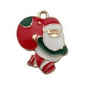 Ciondolo Babbo Natale in lega smaltata per gioielli fai-da-te in rosso e oro - Babbo Natale Rosso (18066) / 1 Pezzo (21x23mm)