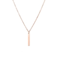 Detail of rose gold rectangle pendant necklace with delicate link chain on white background - Rose Gold