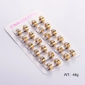 Lot de 12 paires de créoles dorées en acier inoxydable avec pierres de zircon blanc - Or [Petit]