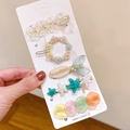 5-piece colorful resin hair clips set with pearls and mermaid motifs for women - Fishtail Shell 5-Piece Set