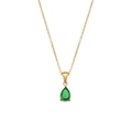 Collier plaqué or 18 carats avec pendentif en zircon vert poire et chaîne en O - Vert