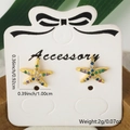 Starfish gold stud earrings with colorful zircons and size specifications - Starfish
