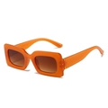 Vintage retro square sunglasses with vibrant orange frame and brown gradient lenses - Jelly Tea