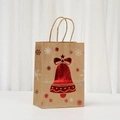 Christmas kraft paper gift bag with red glitter bells and twine handles on white background - 025-6 Christmas Bells