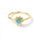 Detailed macro view of gold sun ring with blue opal stone and adjustable open band - Adjustable Open / Sun Cat's Eye Style (Gold)