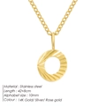 Minimalist stainless steel necklace with gold O-shaped alphabet pendant in 14K finish - Letter O / 10mm Pendant / Gold
