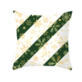 Deep green Christmas pillowcase featuring gold snowflake and star patterns on stripes - Diagonal Gold Snowflake - Plaid