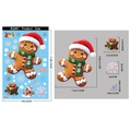 Christmas Gingerbread Man and Snowflake Window Decals Set with Size Specifications - Single Sheet BQ481 Gingerbread Man