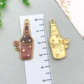 Enamel alloy wine bottle pendants in brown and gold with star and heart DIY charms - 1Pc Wine Bottle (Brown)