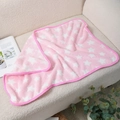 Pink fleece pet blanket with white stars and magenta edges, size L for dogs and cats - Pink Star