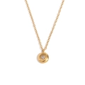 18K gold plated necklace featuring a round disc pendant with a white zircon birthstone - Gold-April-White Zirconia