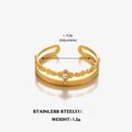 18K gold plated stainless steel crown ring with adjustable band and zircon stones - Gold Rhinestone Style
