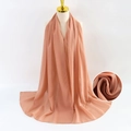 Peach pink pearl chiffon long scarf for women with elegant drape and pleated texture - Peach Pink