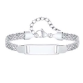Polished silver stainless steel mesh ID bracelet with customizable blank nameplate - Style 33 Adults (Silver/Braided Chain/ID Plate)