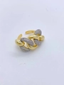 Irregular geometric chain ring in gold finish with sparkling zircon stones - Chain Link Style (002#)