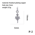 Silver rhodium plated copper cross pendant 14x5mm with 5mm hole size and weight details - Silver Ballerina (P-2)