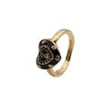 Gold-plated heart ring with black enamel drip and colorful zircon evil eye details - Adjustable Open / Black