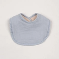 Close-up of baby cotton gauze bib in light blue with soft absorbent lining texture - Grey Blue