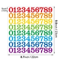 Close-up of 1-inch waterproof rainbow vinyl number stickers for DIY organization - 1 Inch / Colorful