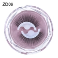 Self-adhesive reusable black false eyelashes ZD09 in a pink glitter round case - ZD09