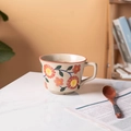 Tazza da caffè in ceramica minimalista con motivo floreale arancione dipinto a mano - Girasole Rosso - Tazza Singola