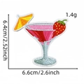Detail view of cocktail glass embroidered patch with precise dimension and weight labels - Hawaiian Patch 29# (Cocktail Glass 1)