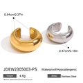 Minimalist stainless steel ear cuffs in gold and silver finish with polished surface - Gold and Silver Set (JDEW2305003-PS)