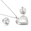 Polished silver heart-shaped necklace and stud earring set in stainless steel - Silver Heart Jewelry Set (KS59959-K)