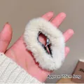 Plush cream star hair clip with soft faux fur material, approximately 7.5CM in length - Cloud Hair Clip / Off White