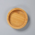 Minimalist round bamboo coaster tray featuring natural wood grain finish and raised edges - Outer Diameter: 6.5 Cm; Inner Diameter: 5.5 Cm