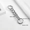 Polished silver metal thick chain extension for shoulder bags with 2.0cm width and round clips - 6 Segments / Silver Nickel