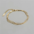 Bracelet multicouche minimaliste en argent S925 avec finition dorée et gravure S925 - Argent 925 / Or