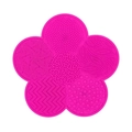 Pink flower-shaped silicone makeup brush cleaning mat with suction cup and textures - Flower Shape / Rose Red