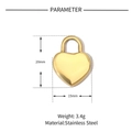 Polished stainless steel heart lock pendant dimensions 20mm x 15mm with 3.4g weight - VG573-Gold Heart Padlock