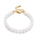 Elegantes weißes Süßwasserperlen-Armband mit verstellbarem vergoldetem Verschluss - 6mm Perlen-Stil (KB155290-Z)