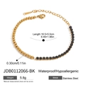 Minimalistisches Armband aus Gold-Edelstahl mit eleganten schwarzen Zirkonia-Steinen - Goldschwarz (JDB0112066-BK)