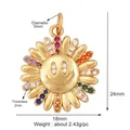 Detail of sunflower pendant with multicolor zircon petals and center smiley face - L243433-Gold Sunflower Smile