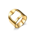 Polished gold stainless steel beer bottle opener ring with a wide minimalist band design - US 7 / Gold