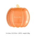 9-inch orange pumpkin shaped disposable paper plates, set of 10 for Thanksgiving party - 9 Inch Orange-Yellow Pumpkin Plates 10PCS