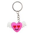 Portachiavi a cuore rosa con ali bianche e anello metallico per regalo di San Valentino - Cuore con ali