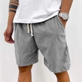 Pantalones cortos de pana retro en gris medio para hombre con cordón elástico - S / Bottoms / Gris