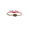 Adjustable gold beaded evil eye bracelet with colorful cubic zirconia and red cord - Copper Beads Red Rope