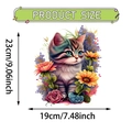 Süßer bunter Katzenaufkleber mit Sonnenblumen und Rosen, Maße 23 x 19 cm für Badezimmer - Bunte Katze Stil (UV50701T_T)