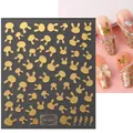 3D metallic gold rabbit nail art stickers with mirror finish and adhesive backing - TH-1032 (Gold Rabbit Head)