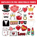 Set di 24 accessori fotografici preassemblati per San Valentino e decorazioni - Accessori per photobooth