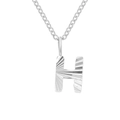 Elegant silver stainless steel necklace featuring a sunburst textured initial H pendant - Letter H / Steel