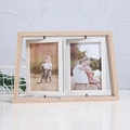 Rotating Nordic wood double-sided 4x6 picture frame with light grain finish - Trapezoid Double Natural Wood