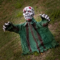Scary Halloween zombie groundbreaker with glowing red eyes and tattered green robes - Large Swinging Ghost / Green